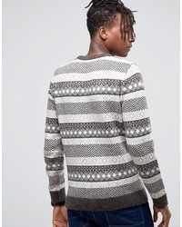 Selected Homme Crew Neck Knit In Fairisle Detail