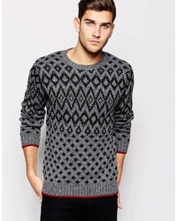 Selected Homme Knitted Sweater With All Over Diamond Jacquard