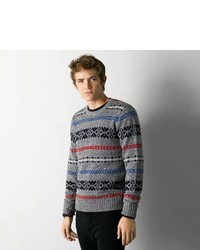 American Eagle Outfitters Heather Grey Fair Isle Sweater