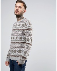 Asos Lambswool Rich Sweater With All Over Fairisle