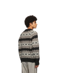 Our Legacy Taupe And Black Wool Greenland Stripe V Neck Sweater
