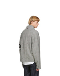 Thom Browne Black And White Wool 4 Bar Jacket
