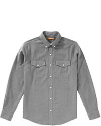 Joe Fresh Flannel Button Down Shirt Light Grey Mix