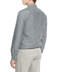 Brunello Cucinelli Flannel Leisure Fit Sport Shirt Gray