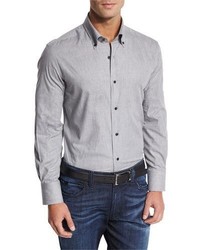 Neiman Marcus Flannel Sport Shirt Light Gray