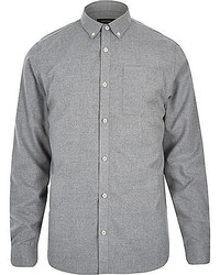 River Island Grey Flannel Casual Shirt