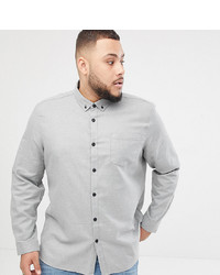 ASOS DESIGN Plus Regular Fit Flannel Shirt In Grey
