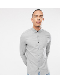 ASOS DESIGN Tall Regular Fit Flannel Shirt In Grey
