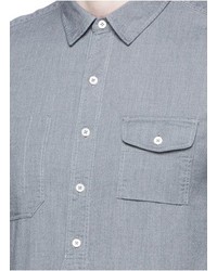 Wooster Lardini Asymmetric Placket Cotton Flannel Shirt