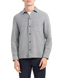 Theory Wyoming Luxe Flannel Shirt Jacket In Light Grey At Nordstrom