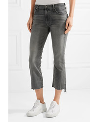 Mother The Insider Crop High Rise Flared Jeans Gray
