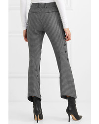 Rokh Button Embellished Houndstooth Tweed Flared Pants