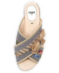 Fendi Crisscross Knit Slide Sandal