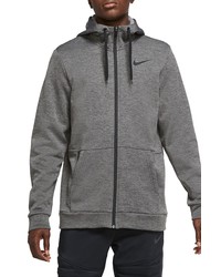 Nike Therma Full Zip Hooded Jacket In Char Hblack At Nordstrom