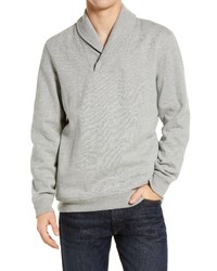 Grey Fleece Shawl-Neck Sweater