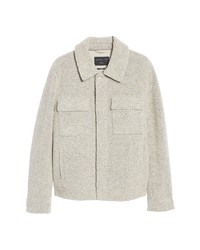AllSaints Asama Fleece Button Up Shirt Jacket In Light Taupe At Nordstrom