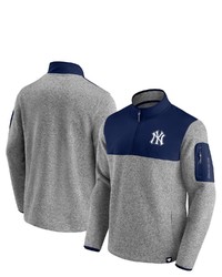 FANATICS Branded Heathered Graynavy New York Yankees Clutch Gene Fleece Half Zip Jacket In Heather Gray At Nordstrom