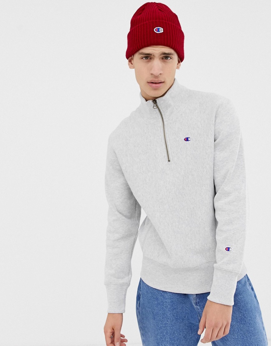 Champion Reverse 14 Zip With Small Logo In Grey, $79 | Asos | Lookastic