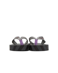 Off-White Grey And Black Flip Flop Sandals