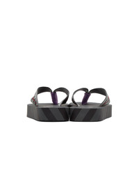 Off-White Grey And Black Flip Flop Sandals