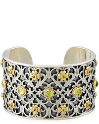 Konstantino Color Classics Floral Cuff Bracelet W Peridot