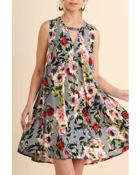 Umgee USA Grey Floral Print Dress