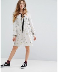 Nobodys Child Smock Dress In Ditsy Floral Smock Dress With Contrast Tie