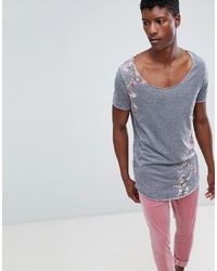 ASOS DESIGN Super Longline T Shirt With Burnout And Floral Print