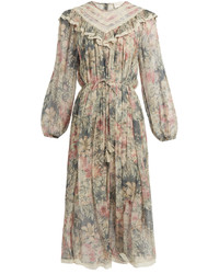 Zimmermann Cavalier Floral Print Silk Chiffon Dress