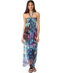 Fuzzi Floral Print Halter Long Dress