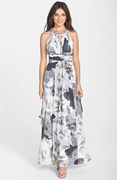 eliza j embellished floral gown