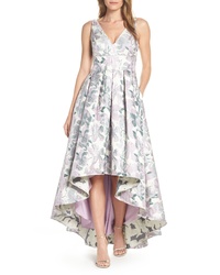 Eliza J Floral Jacquard Highlow Evening Dress