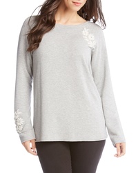 Grey Floral Fleece Sweatshirt
