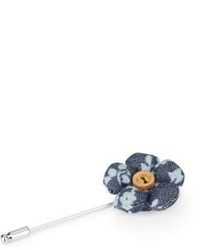 Original Penguin Royal Floral Print Flower Lapel Pin