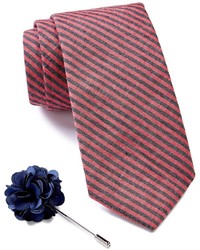 Ben Sherman Stripe Tie Floral Lapel Pin Box Set