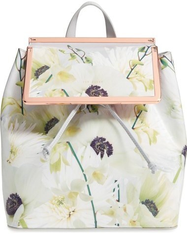 floral leather backpack