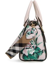 Burberry Small Buckle Floral Calfskin Leather Satchel Green
