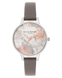 Grey Floral Leather Watch