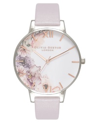 Olivia Burton Watercolour Florals Leather Watch