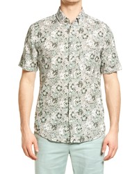Brax Dan Regular Fit Floral Print Short Sleeve Linen Shirt