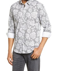 Bugatchi Shaped Fit Floral Stretch Cotton Button Up Shirt