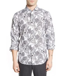 Bonobos Slim Fit Floral Print Spread Collar Sport Shirt