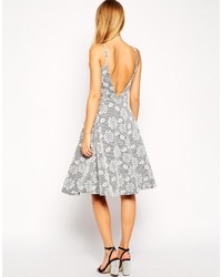 Asos Collection Textured Low Back Midi Dress In Floral Print