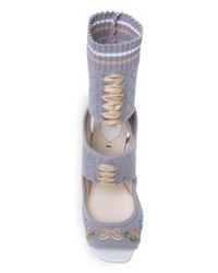 Fendi Floral Embroidered Knit Sandals