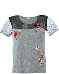 Grey Floral Sequin T-shirt