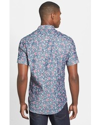 7 Diamonds Euphoria Trim Fit Short Sleeve Floral Print Woven Shirt