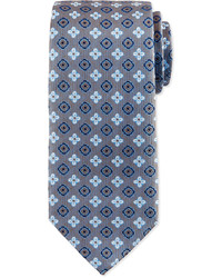 Eton Floral Square Foulard Silk Tie Steel Blue