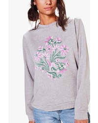 Boohoo Tall Freya Floral Front Sweatshirt