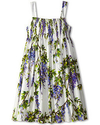 Dolce & Gabbana Poplin Strappy Glicine Print Dress Dress
