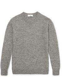 Grey Fluffy Crew-neck Sweater